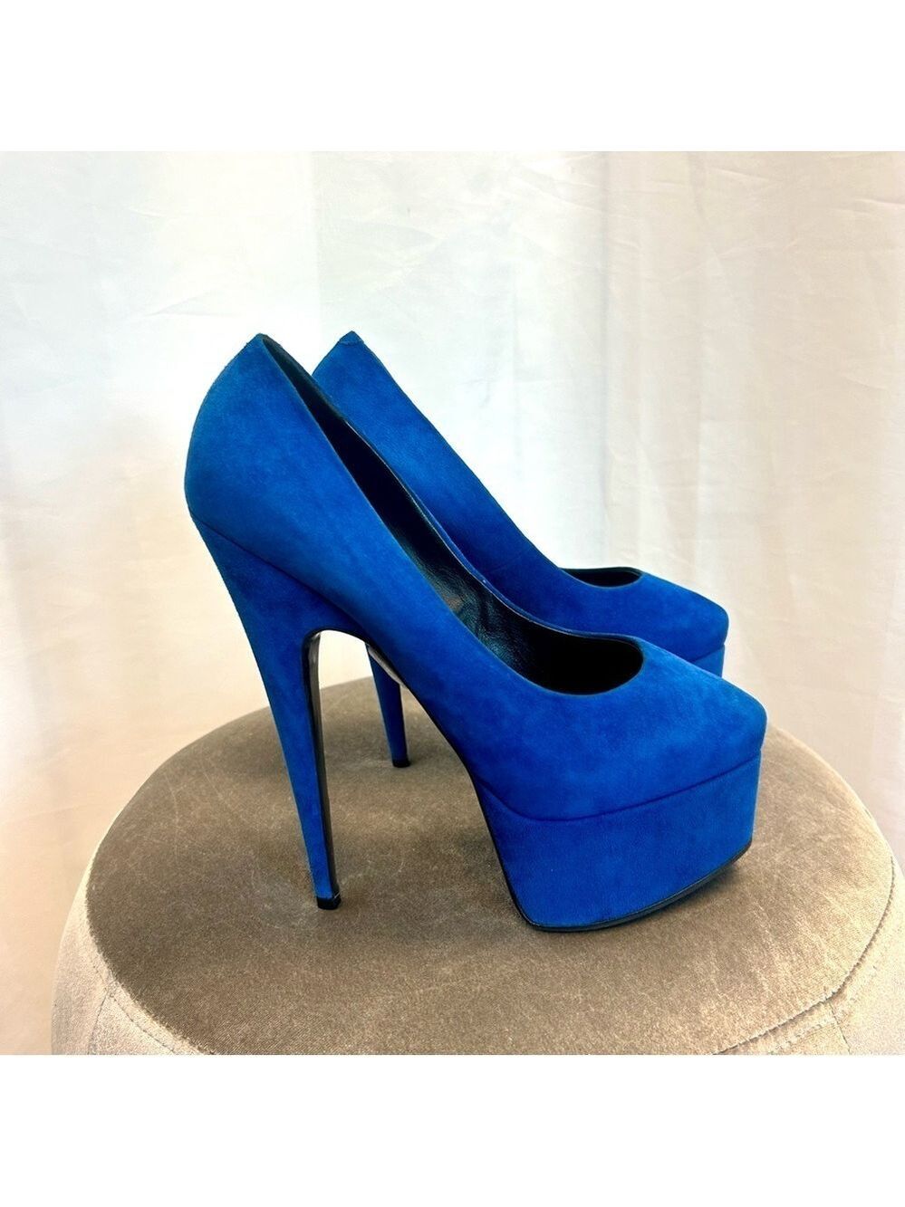 Giuseppe Zanotti blue suede Debra platform stiletto high heels Sz 39